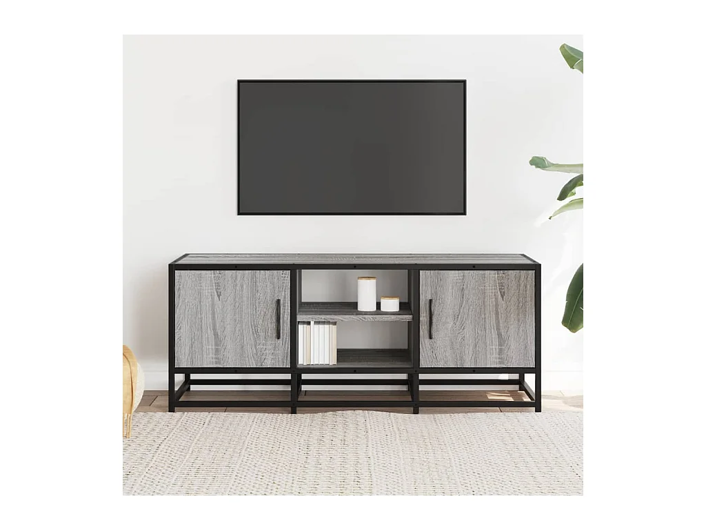Meuble TV sonoma gris 100x35x41 cm bois d'ingénierie et métal