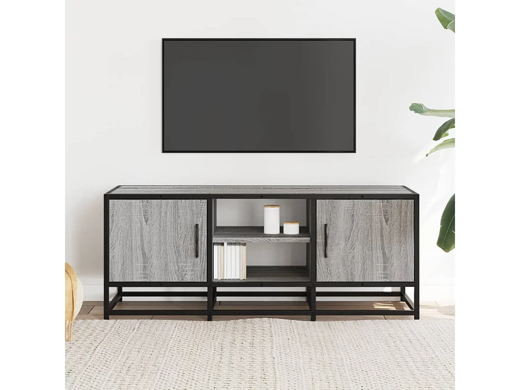 Meuble TV sonoma gris 100x35x41 cm bois d'ingénierie et métal