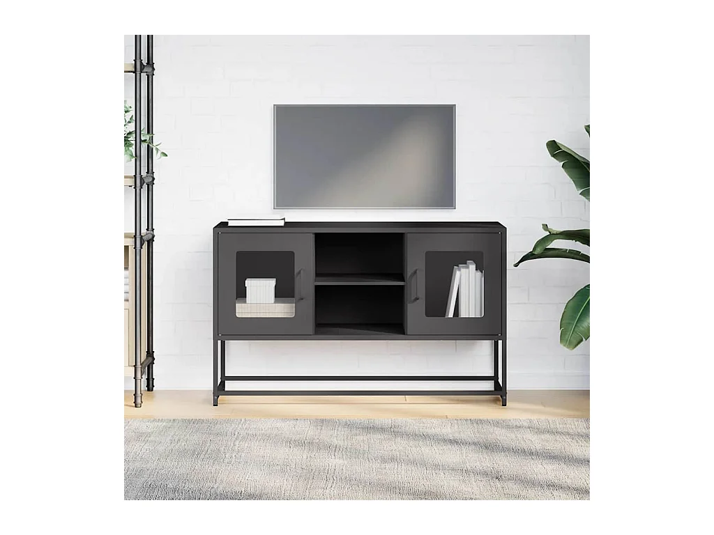 Meuble TV noir 100,5x39x60,5 cm acier