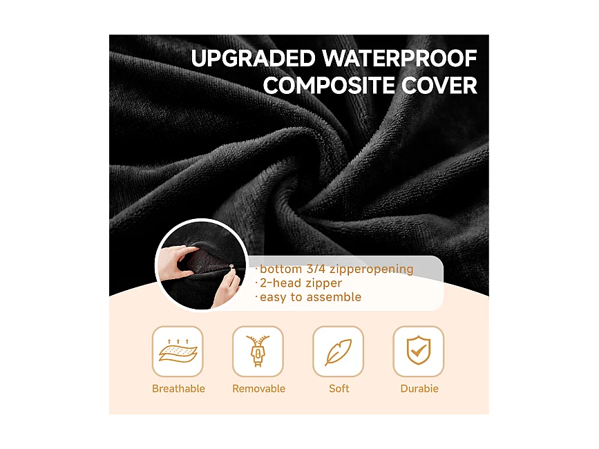 Borse da sella giganti ultra-confortevoli, imbottitura in schiuma, nere (120x120x60cm)