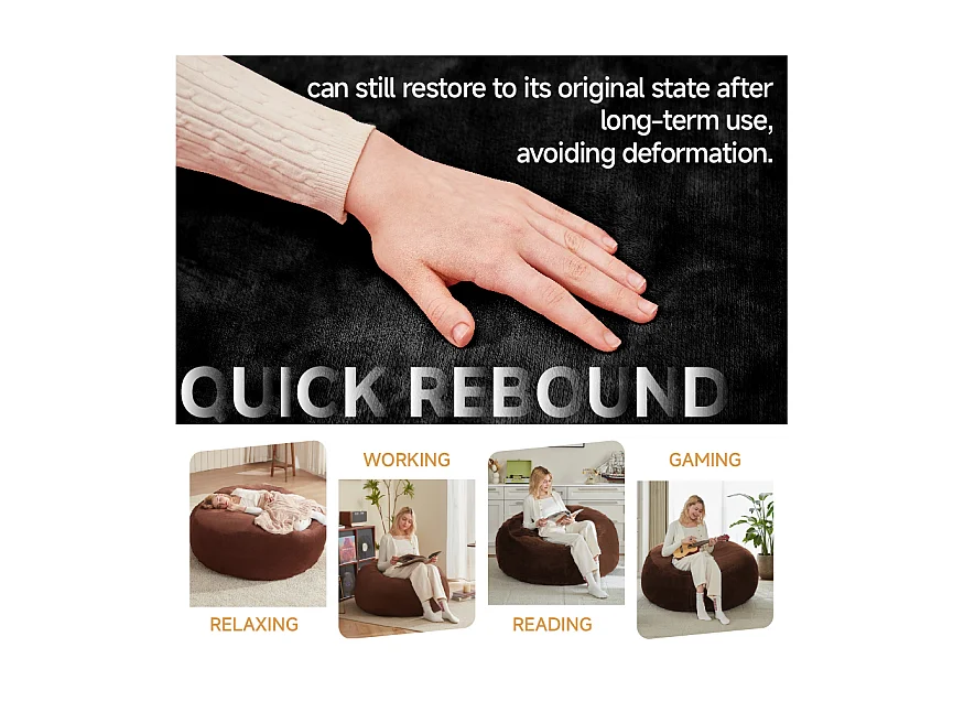 Borse da sella giganti ultra-confortevoli, imbottitura in schiuma, nere (120x120x60cm)