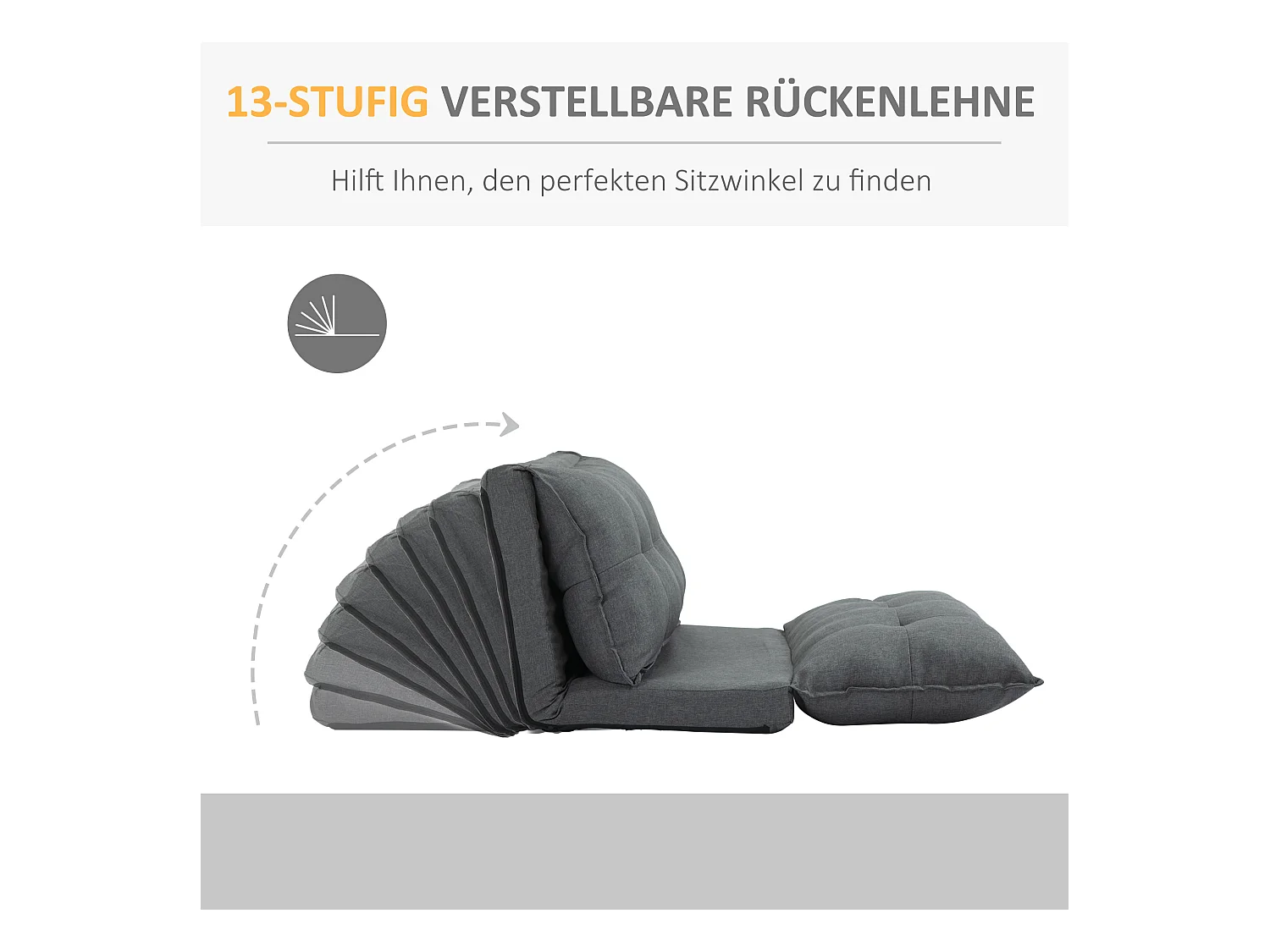 Canapé-lit 2-en-1 convertible, dossier réglable en 13 positions, métal, gris lin (100x71x54 cm)