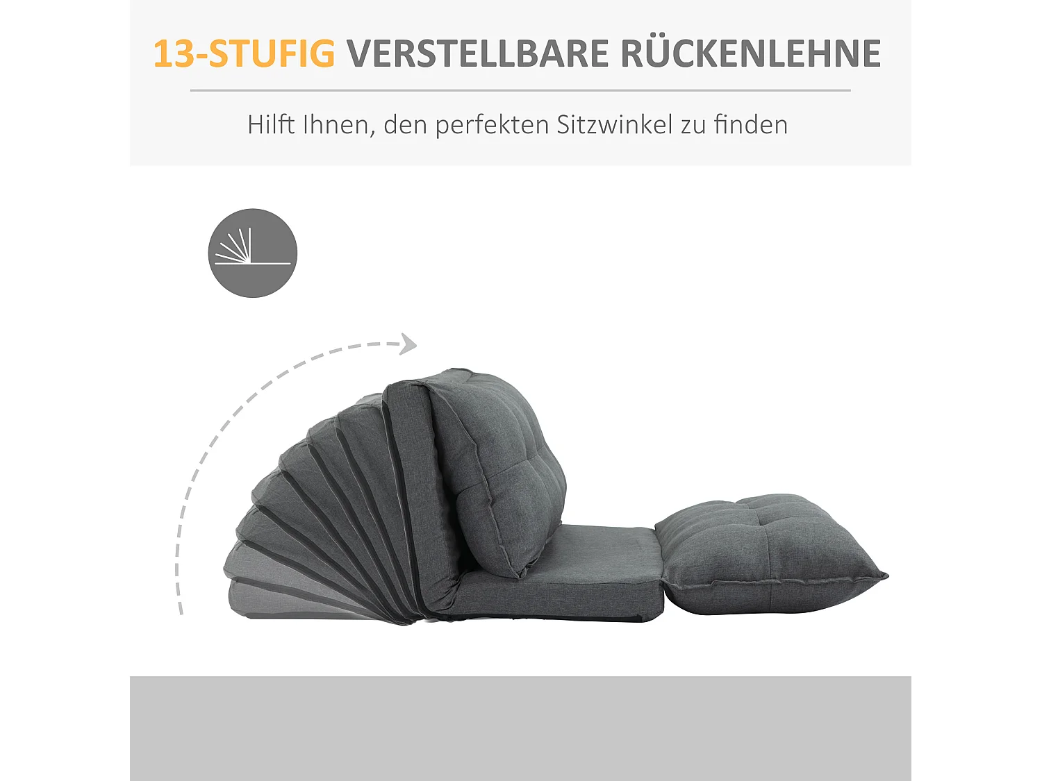 Canapé-lit 2-en-1 convertible, dossier réglable en 13 positions, métal, gris lin (100x71x54 cm)