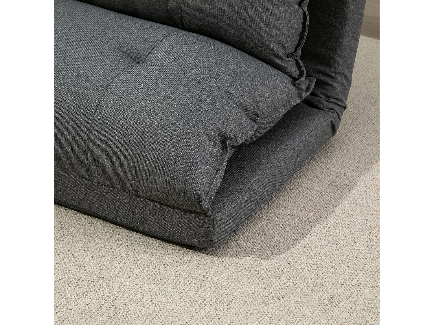 Canapé-lit 2-en-1 convertible, dossier réglable en 13 positions, métal, gris lin (100x71x54 cm)