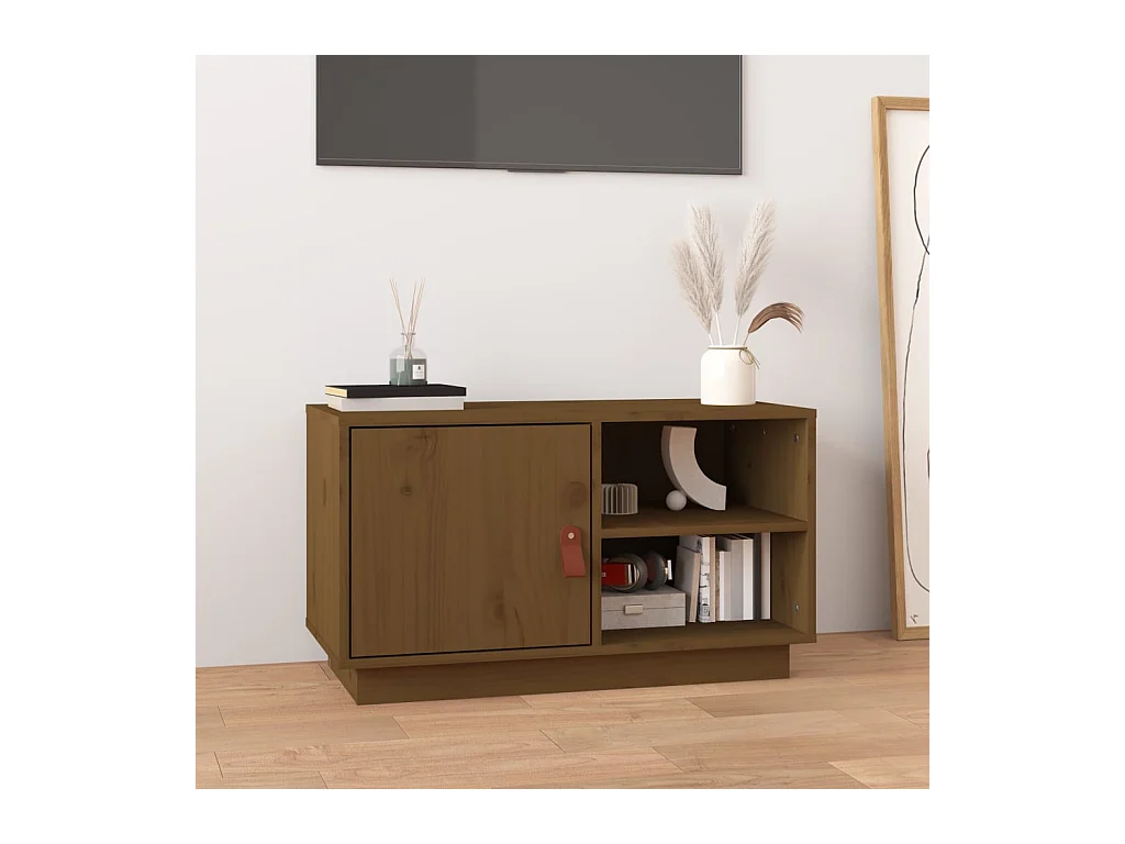 Meuble TV Marron miel 70x34x40 cm Bois de pin massif
