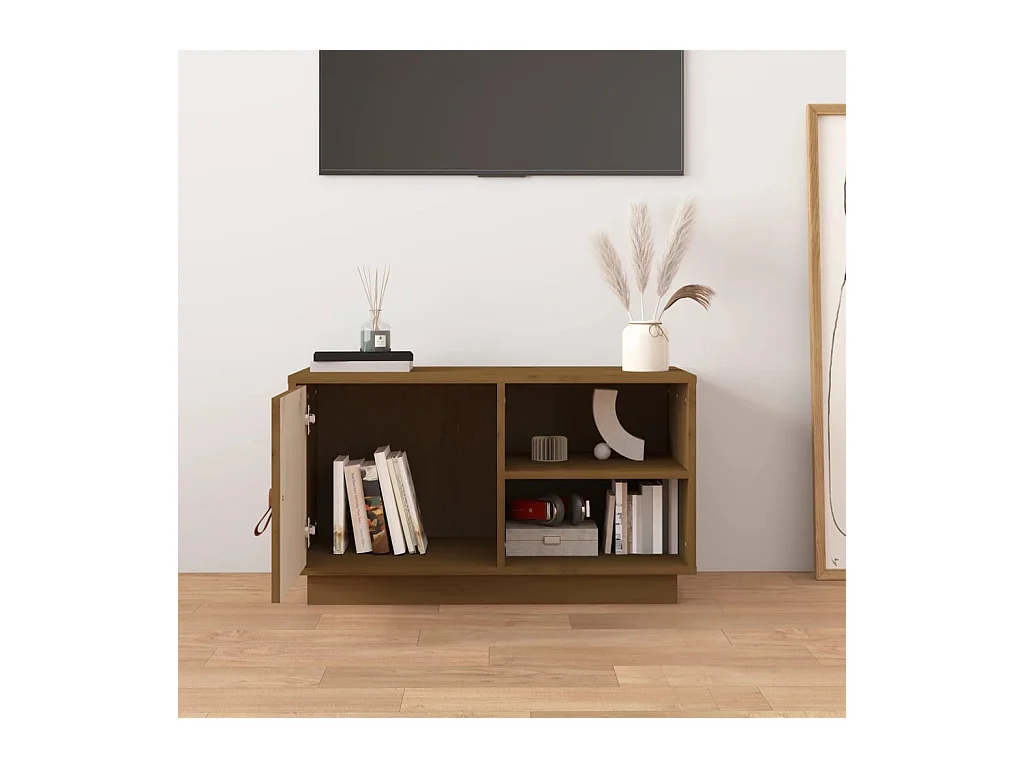 Meuble TV Marron miel 70x34x40 cm Bois de pin massif