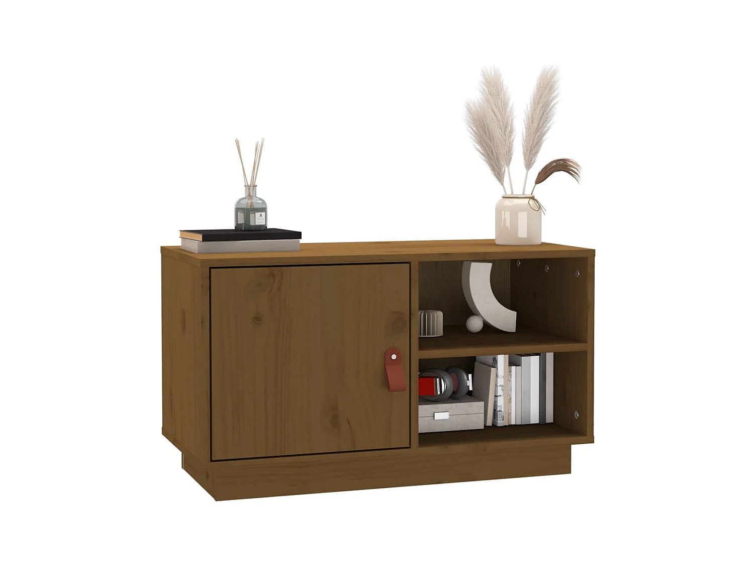Meuble TV Marron miel 70x34x40 cm Bois de pin massif