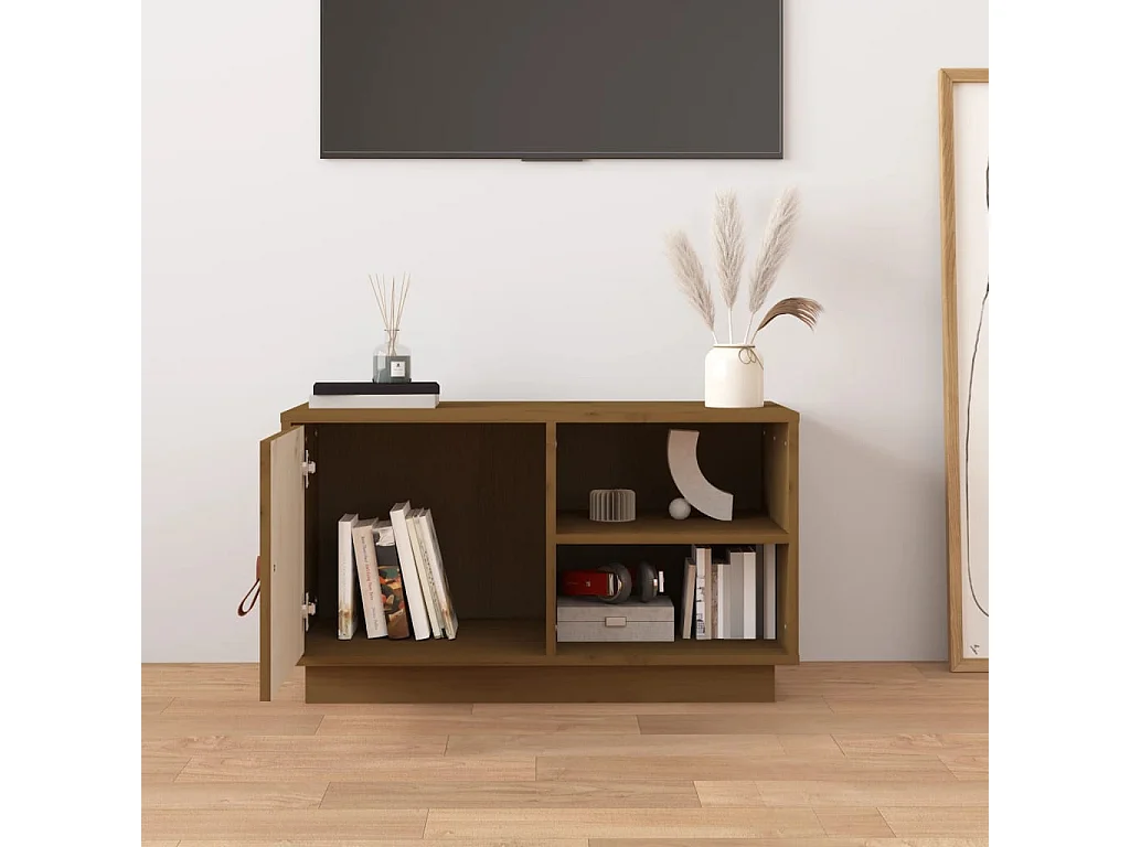 Meuble TV Marron miel 70x34x40 cm Bois de pin massif