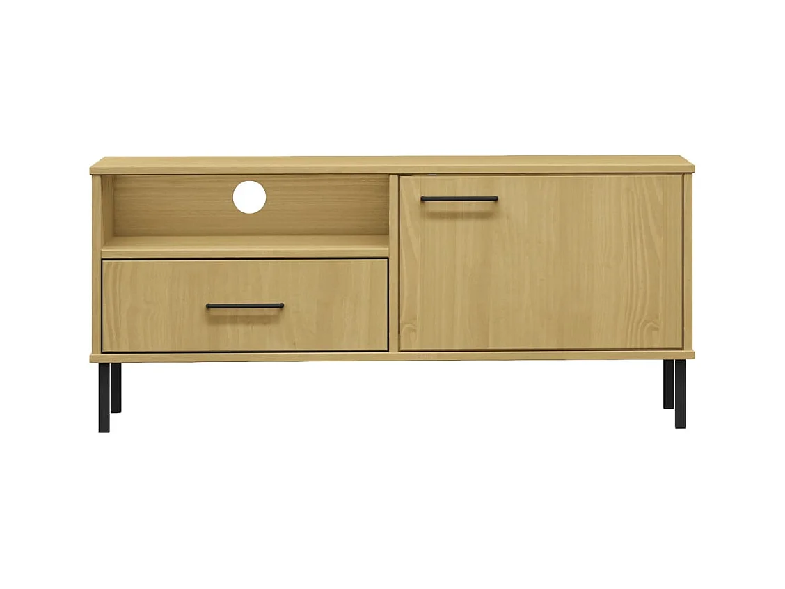 TV-meubel met metalen poten Bruin Massief grenenhout OSLO