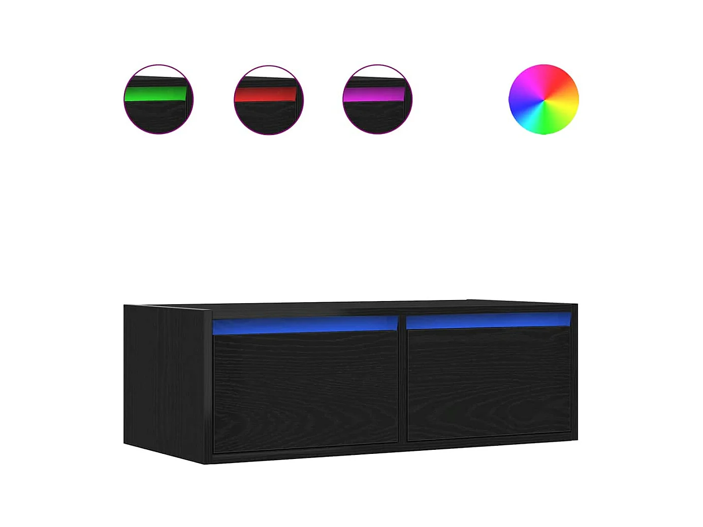 TV-meubel met LED-verlichting zwart eiken 75x35,5x25 cm