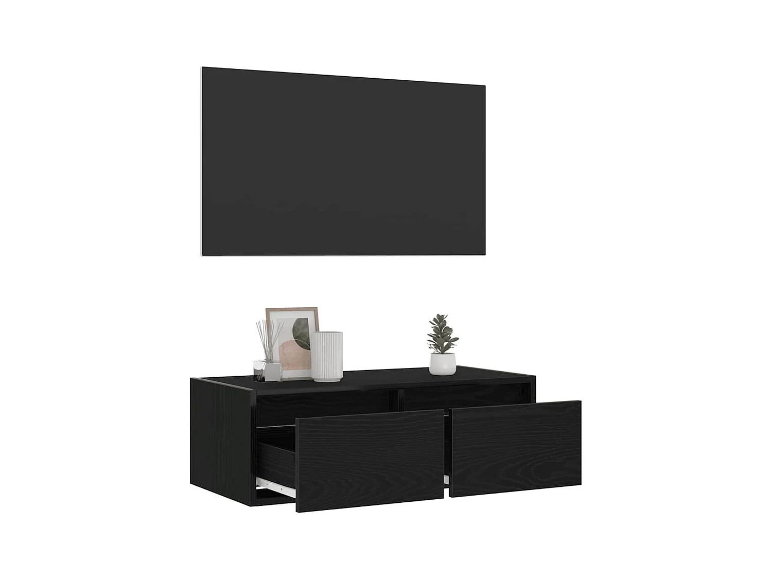 TV-meubel met LED-verlichting zwart eiken 75x35,5x25 cm