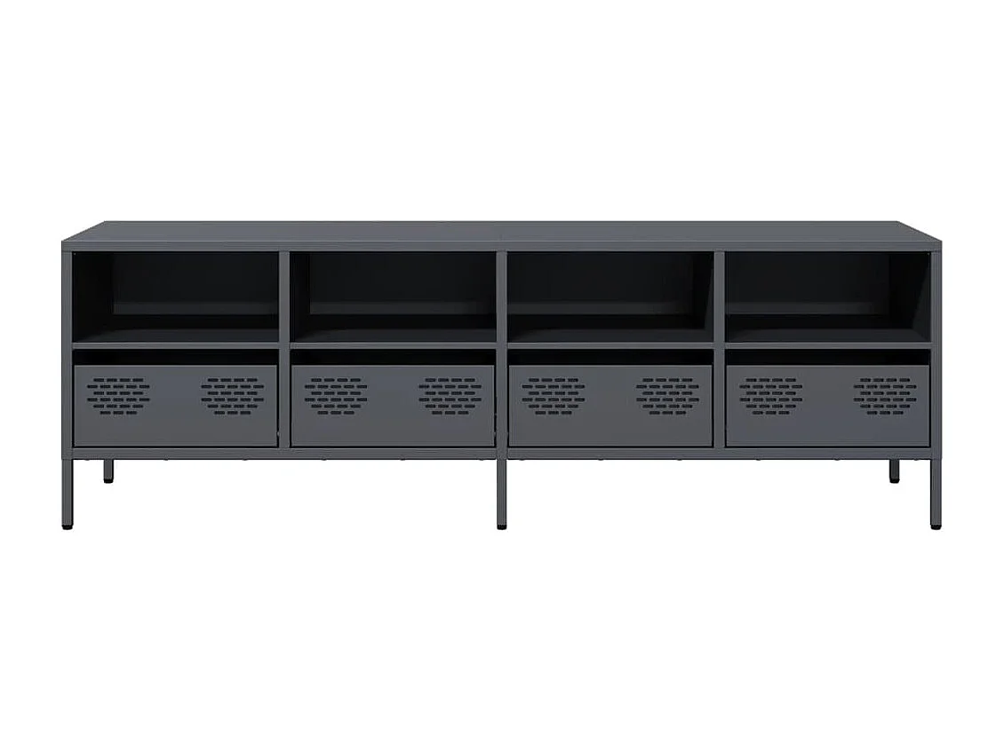 Meuble TV anthracite 135x39x43,5 cm acier laminé à froid