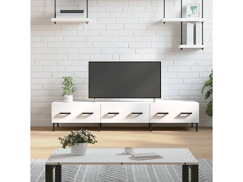 Witte tv-kast 150x36x30 cm van bewerkt hout