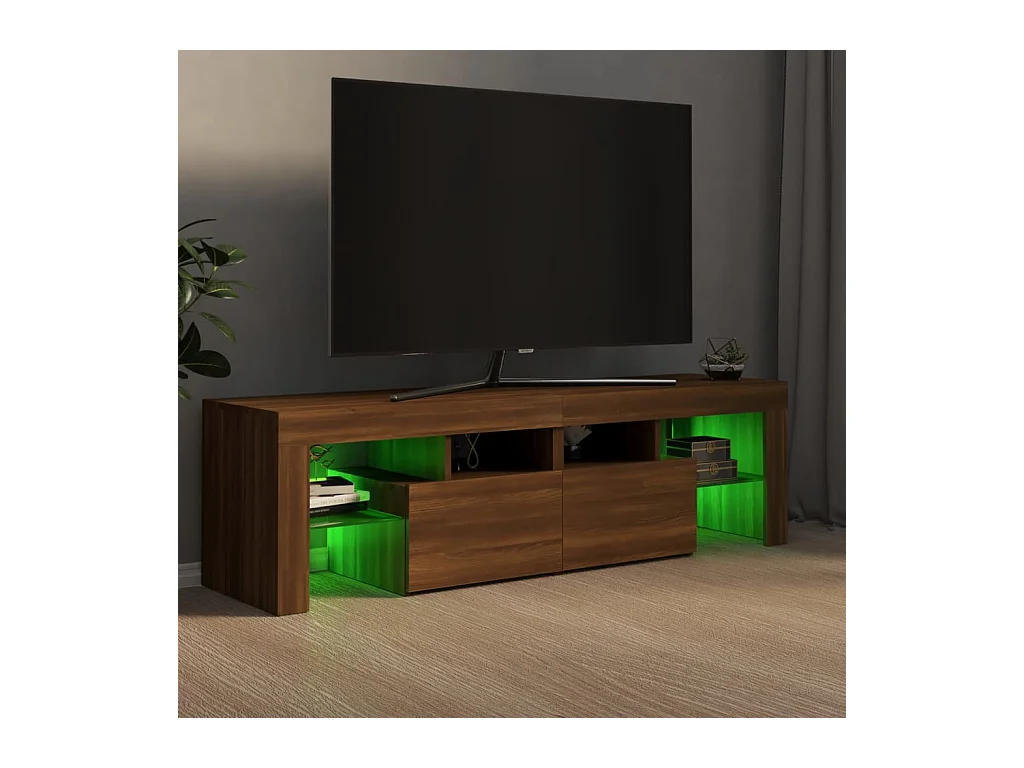 Meuble TV avec lumières LED Chêne marron 140x36,5x40 cm