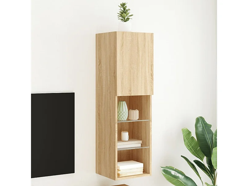 Meuble TV avec lumières LED chêne sonoma 30,5x30x102 cm