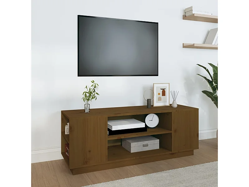 Mobile TV color miele 110x35x40,5 cm in legno massello di pino