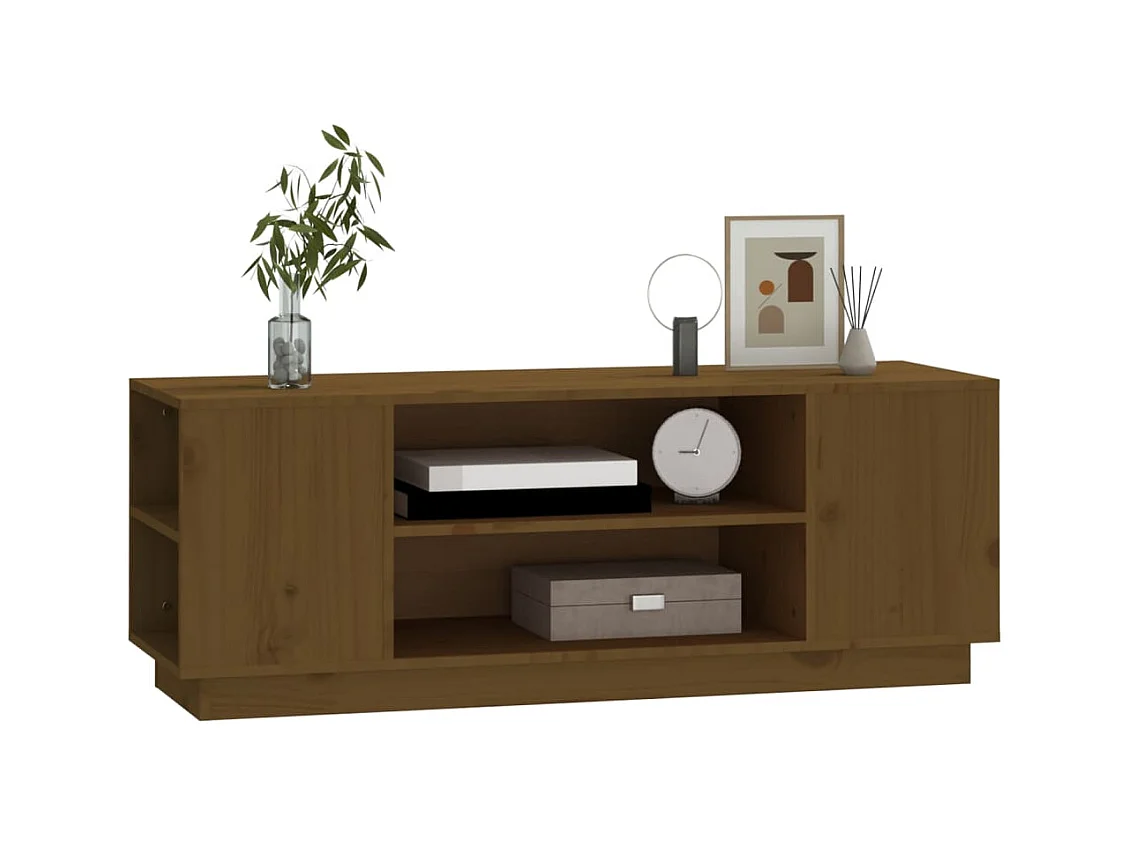 Meuble TV Marron miel 110x35x40,5 cm Bois de pin massif