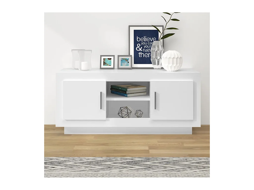 Meuble TV blanc 102x35x45 cm bois d'ingénierie
