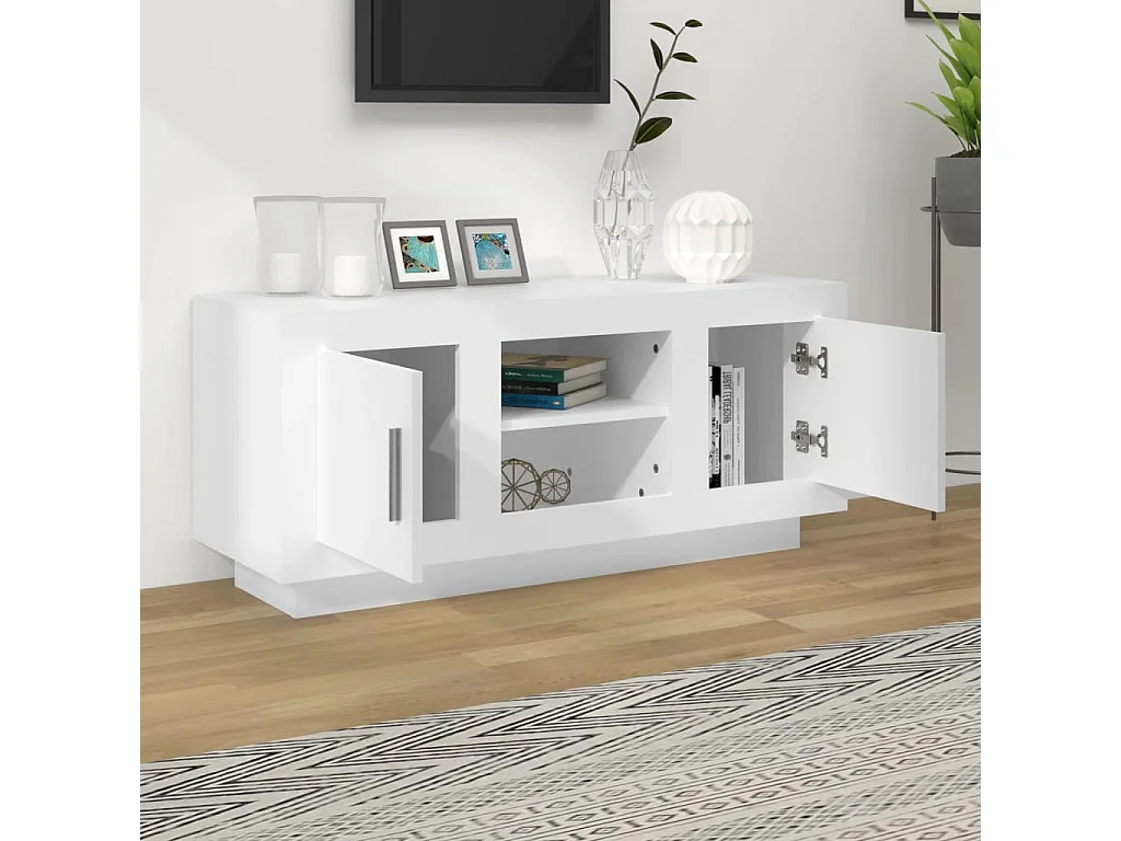 Meuble TV blanc 102x35x45 cm bois d'ingénierie