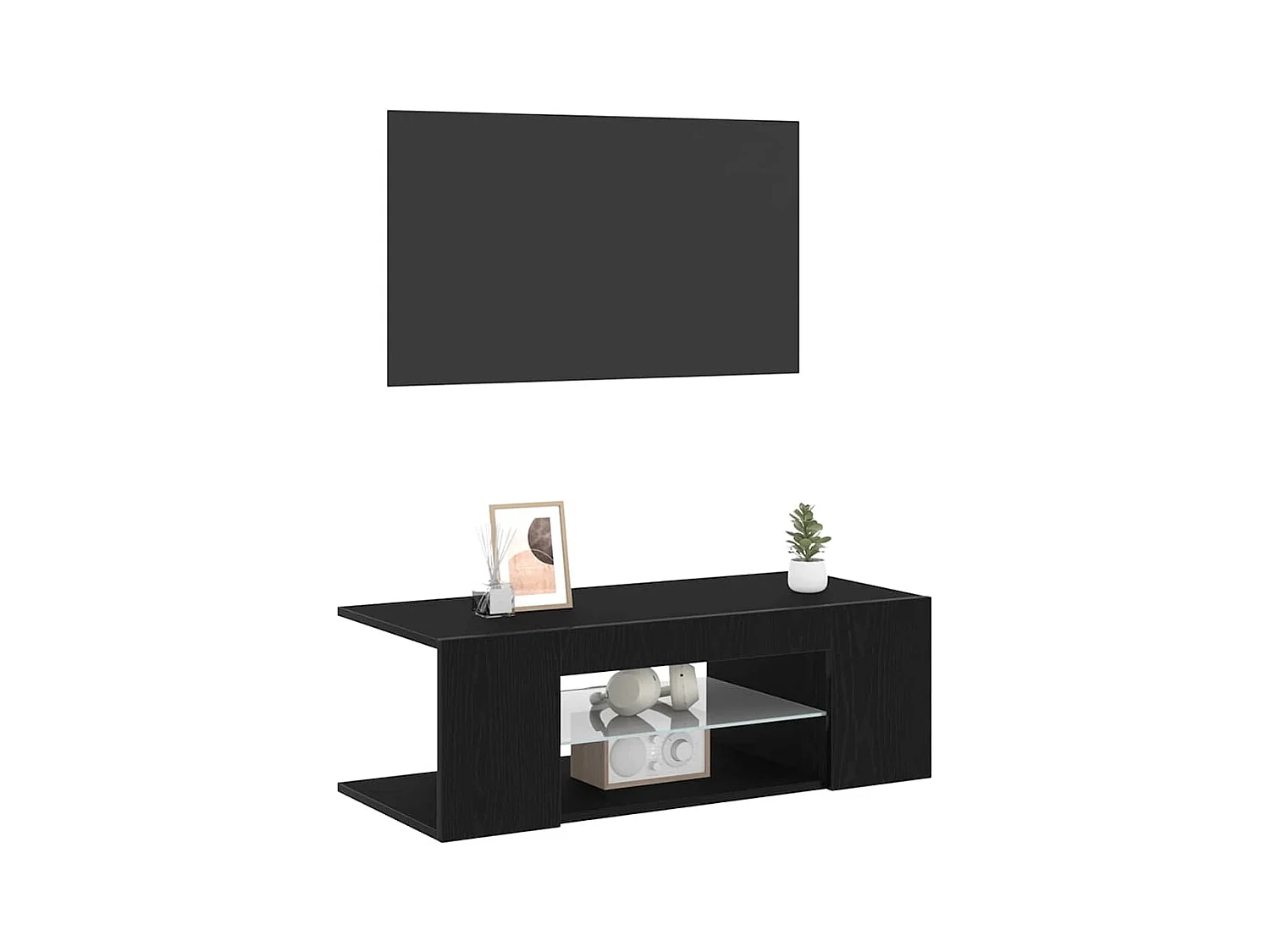 Meuble TV Noir 90 x 39 x 30 cm Bois d'ingénierie