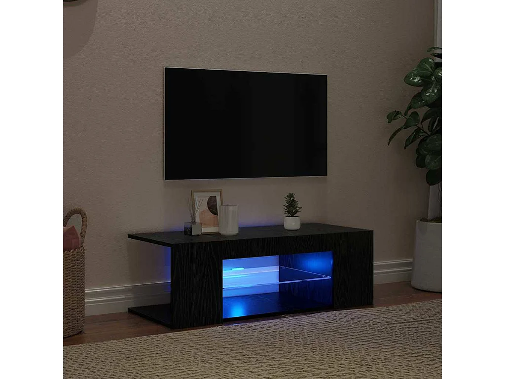 Meuble TV Noir 90 x 39 x 30 cm Bois d'ingénierie