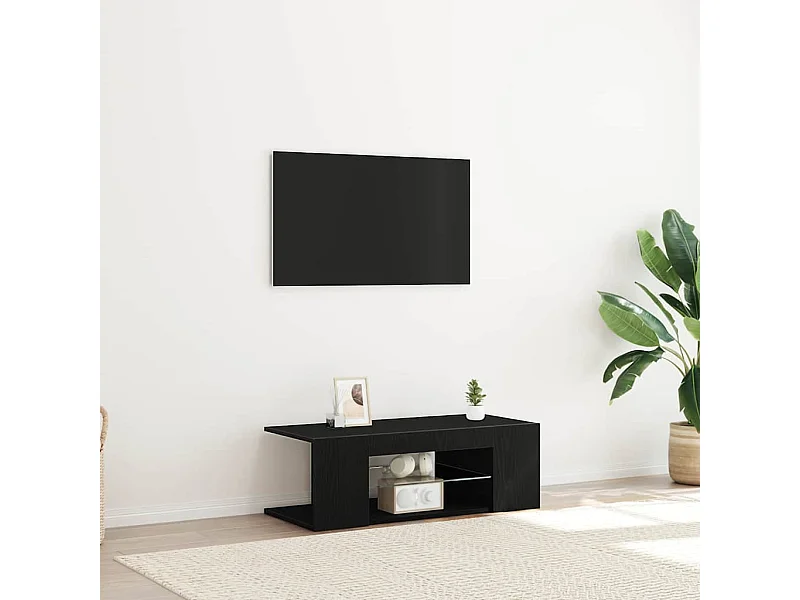 Mueble de TV negro 90 x 39 x 30 cm Madera de ingeniería