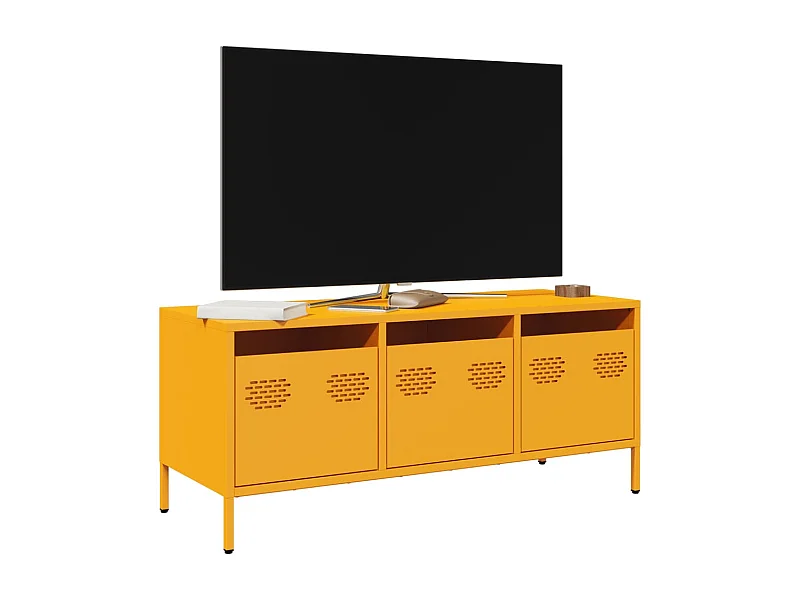 Meuble TV jaune moutarde 101,5x39x43,5 cm acier laminé à froid
