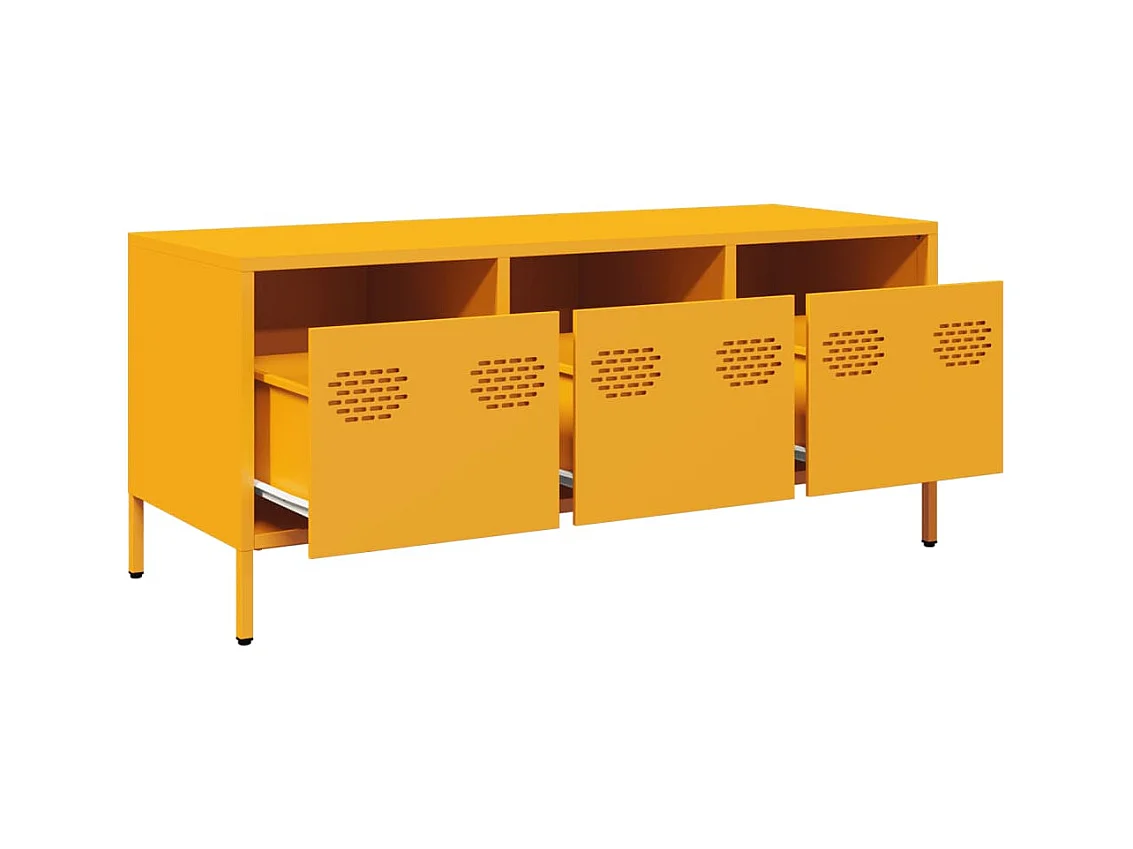Meuble TV jaune moutarde 101,5x39x43,5 cm acier laminé à froid