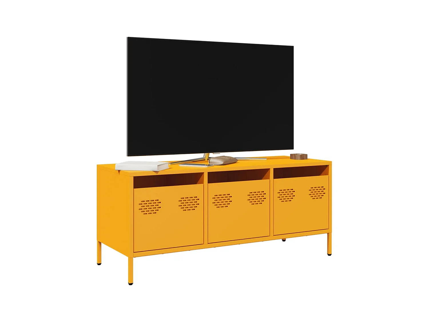 Meuble TV jaune moutarde 101,5x39x43,5 cm acier laminé à froid