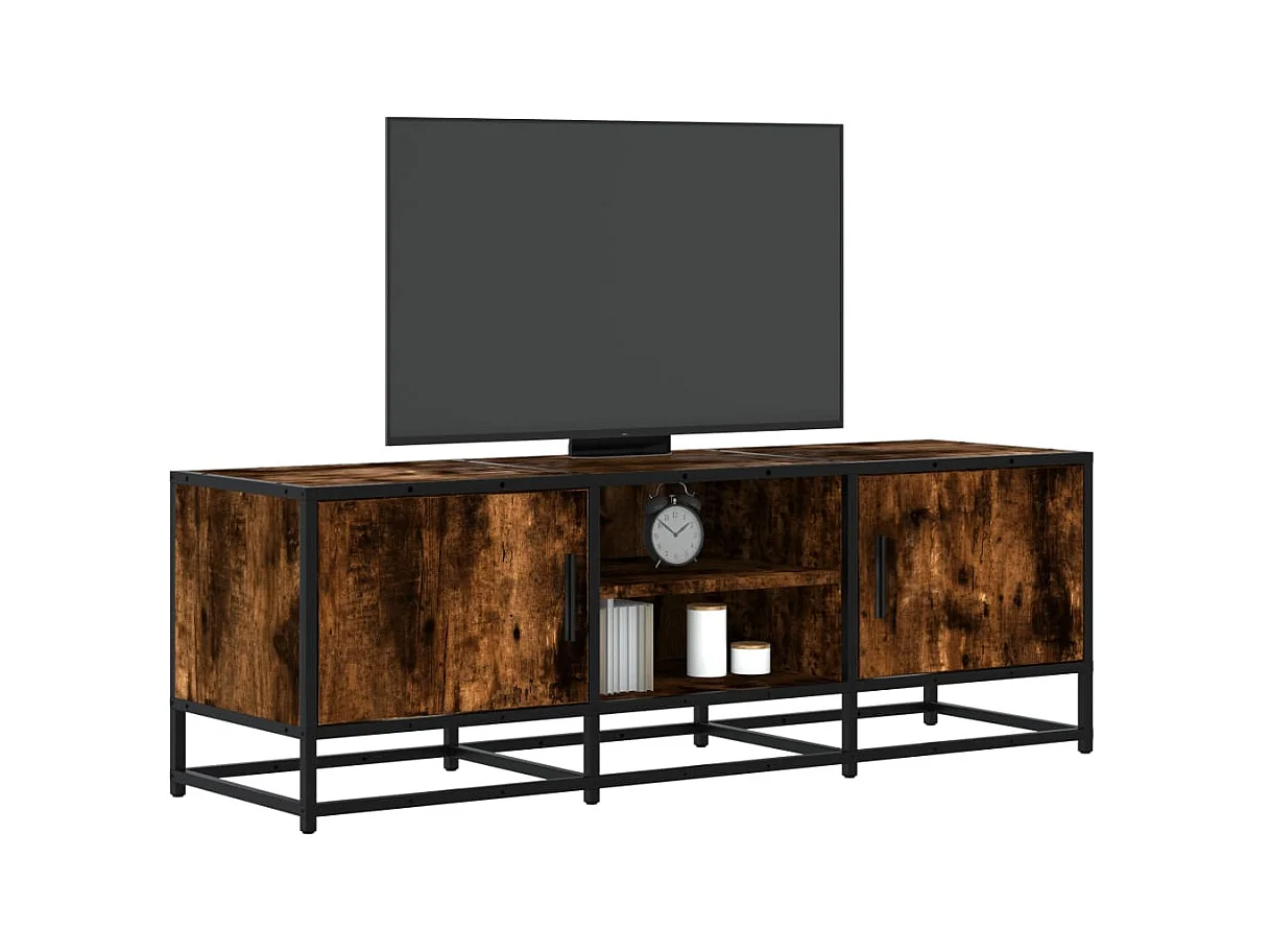 Meuble TV chêne fumé 120x35x41 cm bois d'ingénierie et métal
