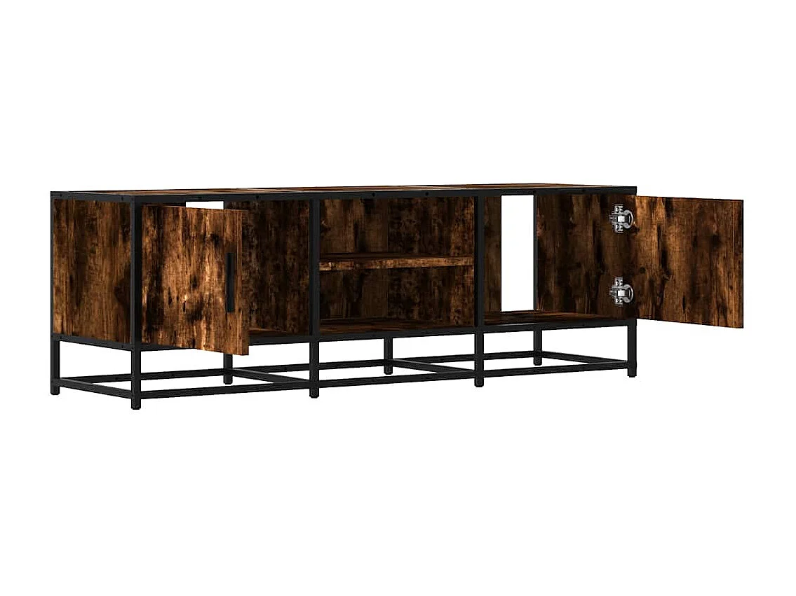 Meuble TV chêne fumé 120x35x41 cm bois d'ingénierie et métal