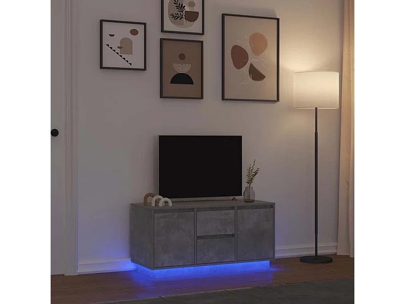 Meuble TV avec lumières LED gris béton 100x41x50 cm