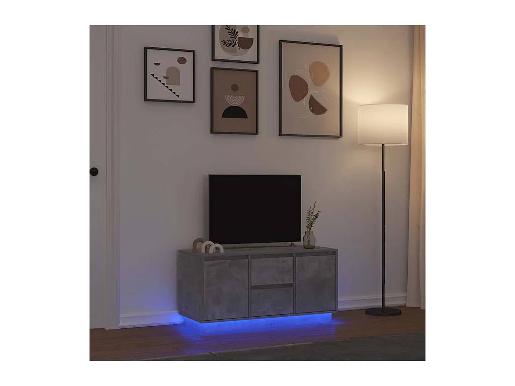 Betongrauer TV-Schrank mit LED-Leuchten 100x41x50 cm