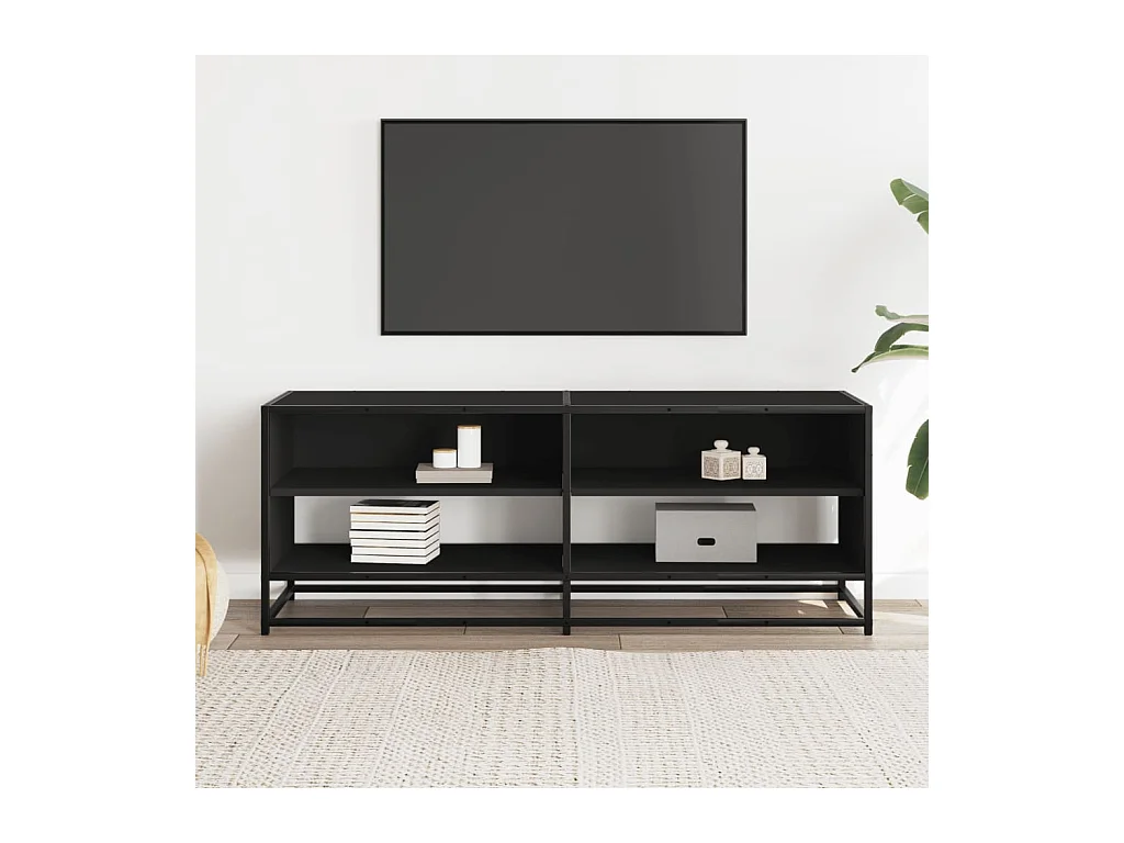 Meuble TV noir 120,5x40x46 cm bois d'ingénierie et métal