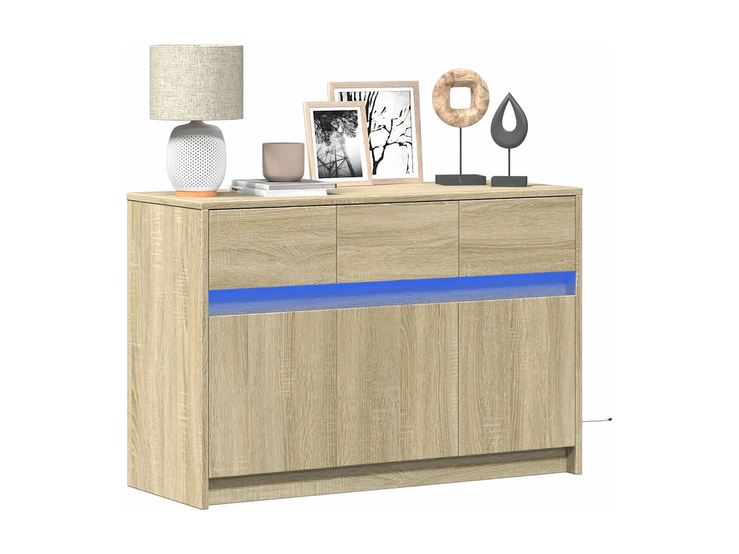 TV-meubel met LED Sonoma eiken 91x34x61 cm bewerkt hout