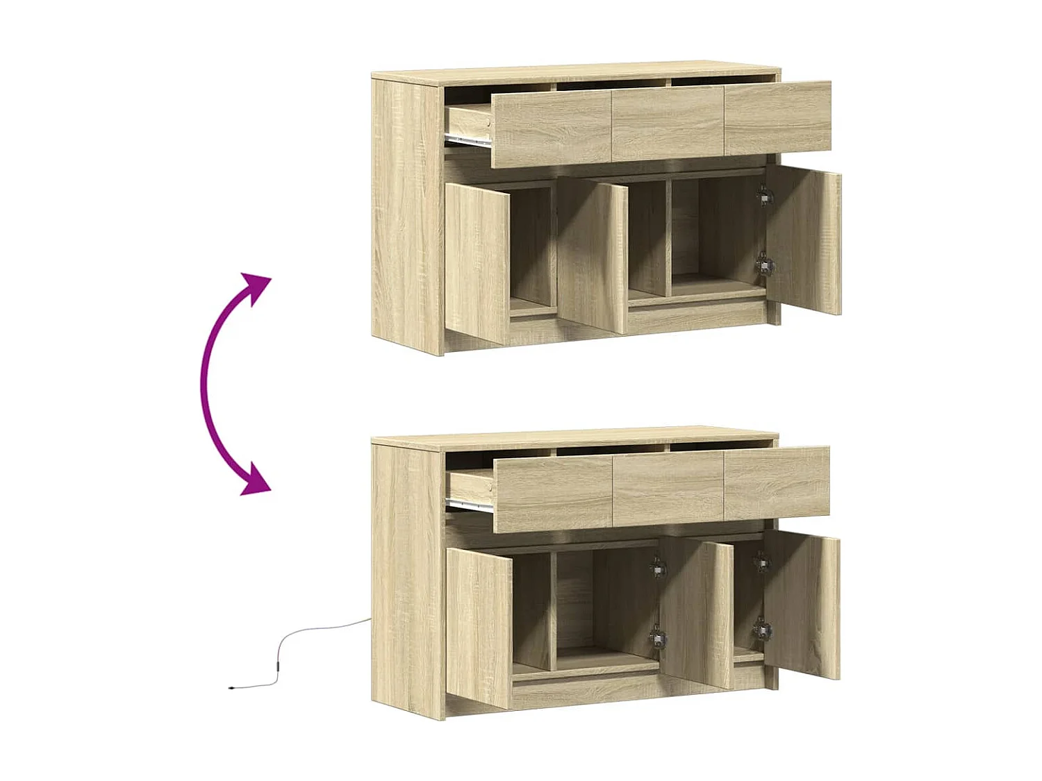 TV-meubel met LED Sonoma eiken 91x34x61 cm bewerkt hout