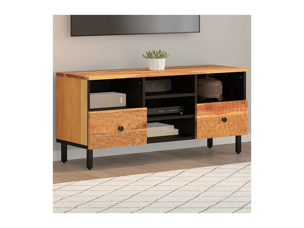 Mobile porta TV 100x33x46 cm in legno massello di acacia