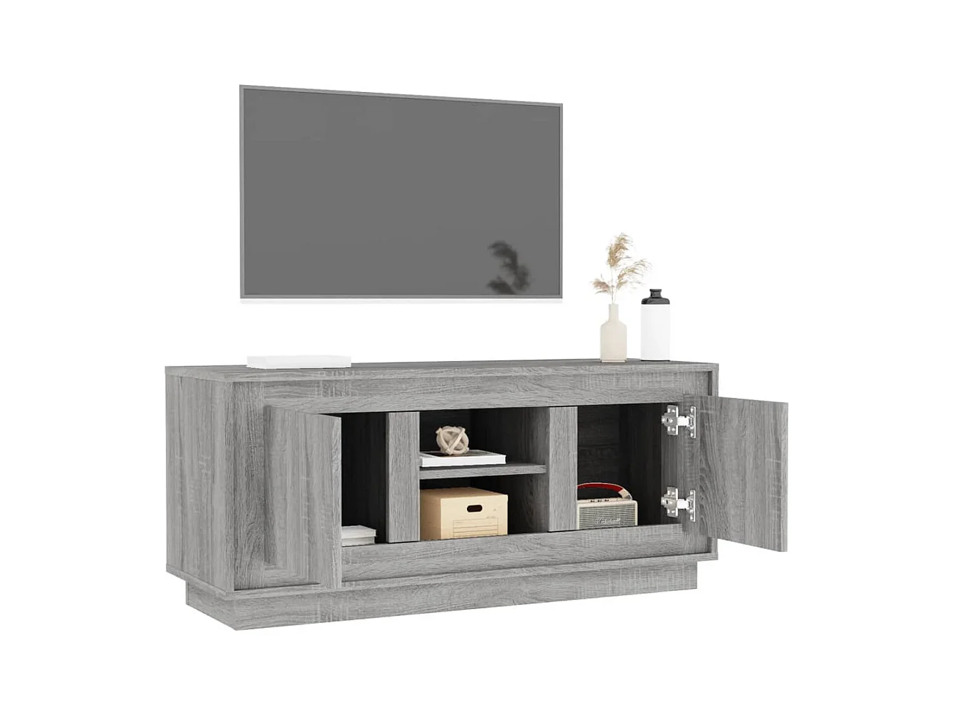Meuble TV sonoma gris 102x35x45 cm bois d'ingénierie
