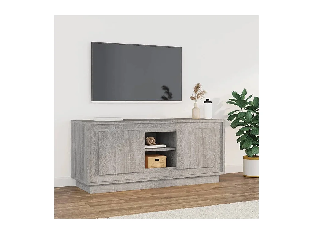 Meuble TV sonoma gris 102x35x45 cm bois d'ingénierie