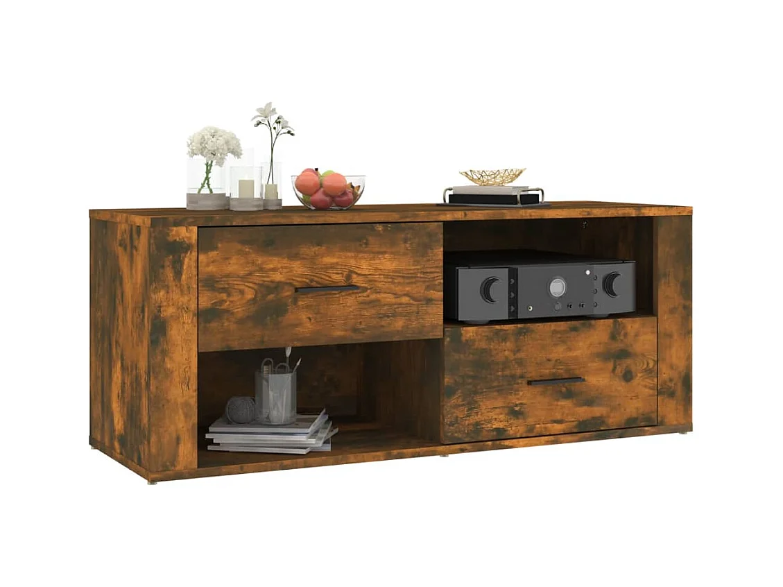 Meuble TV Chêne fumé 100x35x40 cm Bois d'ingénierie