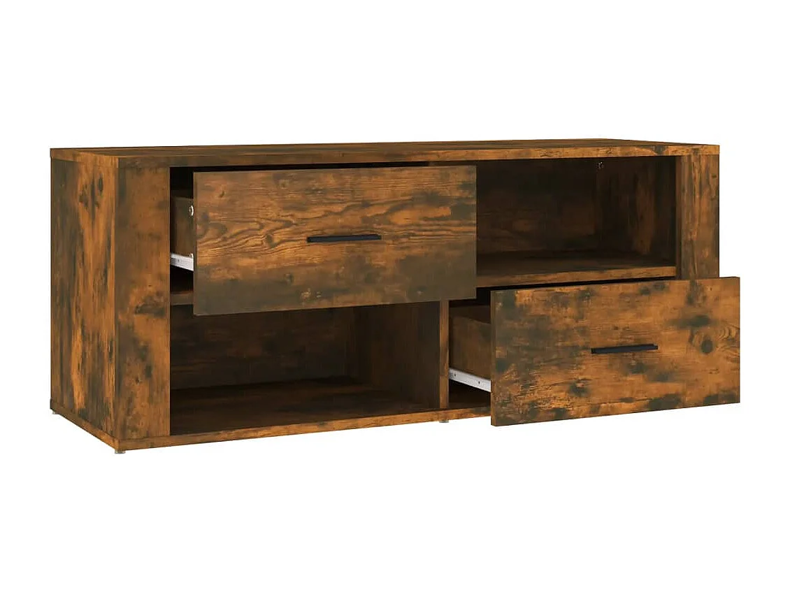 Gerookt eiken tv-meubel 100x35x40 cm bewerkt hout