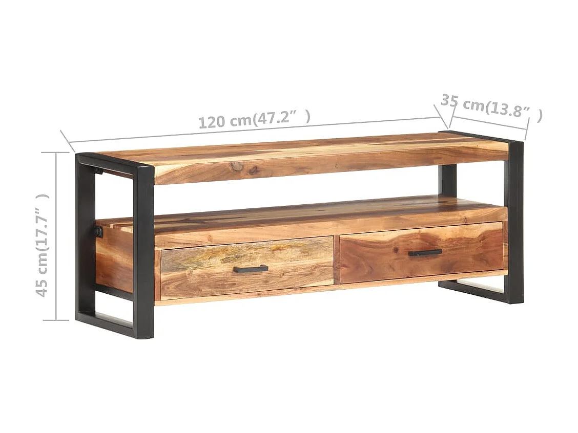 Mobile TV 120x35x45 cm Legno massello finitura miele