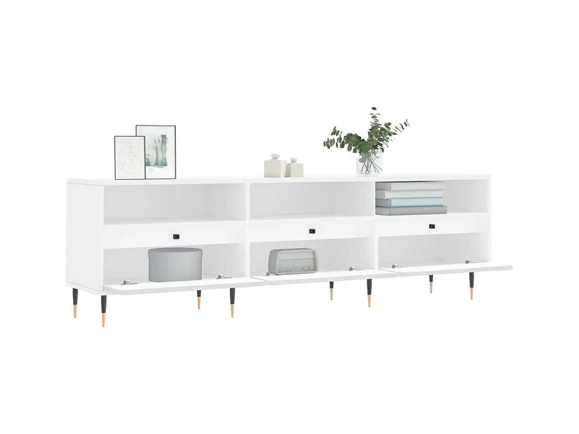 Meuble TV blanc 150x30x44,5 cm bois d'ingénierie