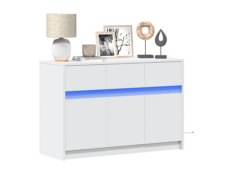 Meuble TV avec LED blanc 91x34x61 cm bois d'ingénierie