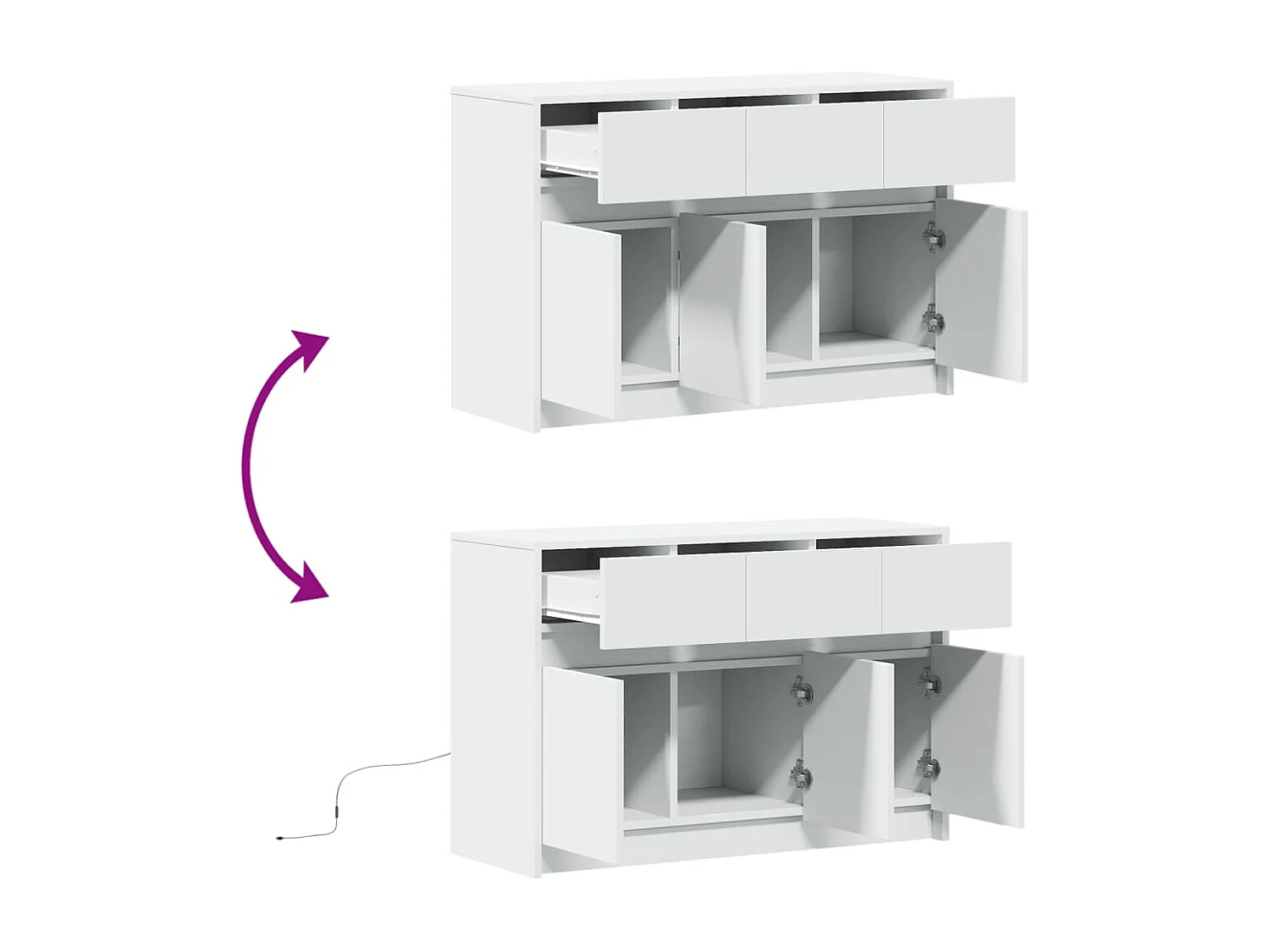 Meuble TV avec LED blanc 91x34x61 cm bois d'ingénierie