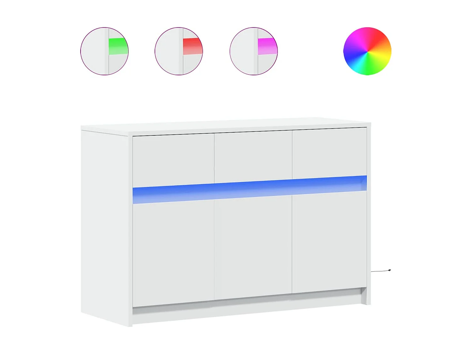 Mueble de TV con LED blanco 91x34x61 cm madera de ingeniería