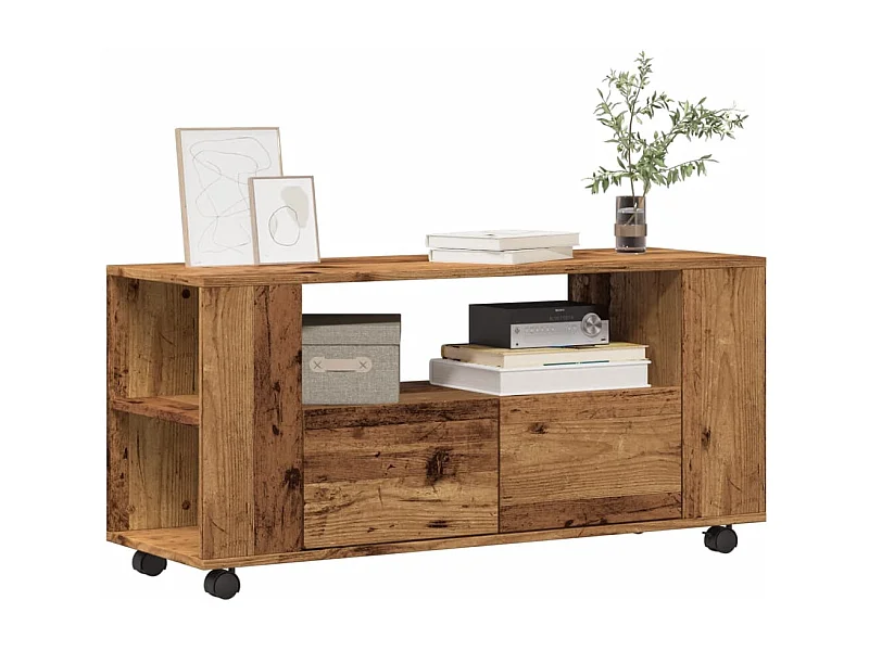 TV-Ständer mit Rollen Altholz Holzwerkstoff
