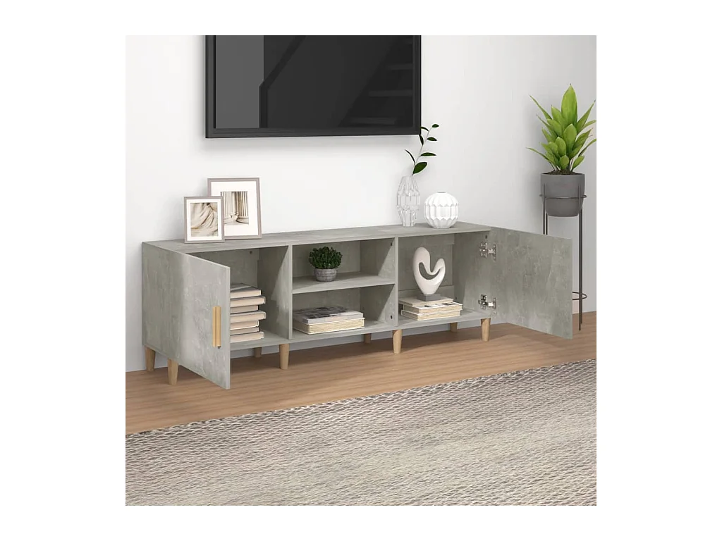 Betongrijs tv-meubel 150x30x50 cm bewerkt hout