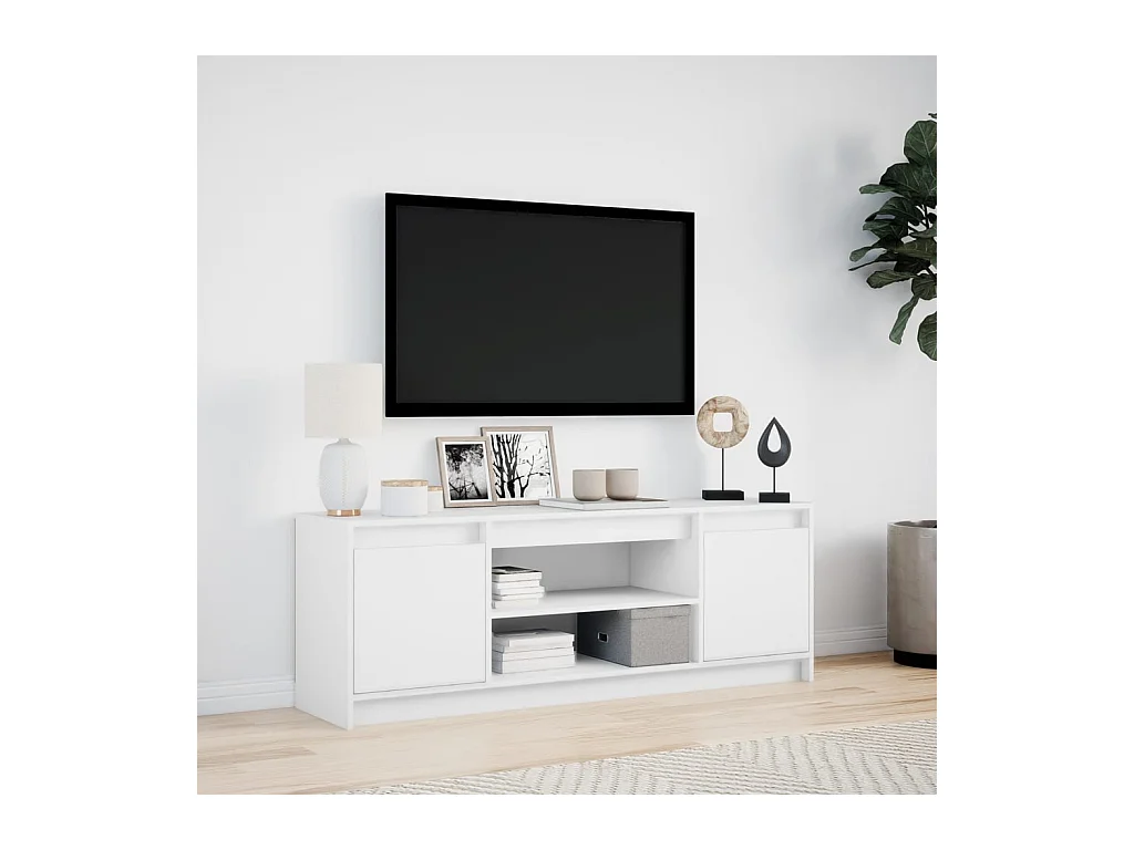 Meuble TV avec LED blanc 139,5x34x50 cm bois d'ingénierie