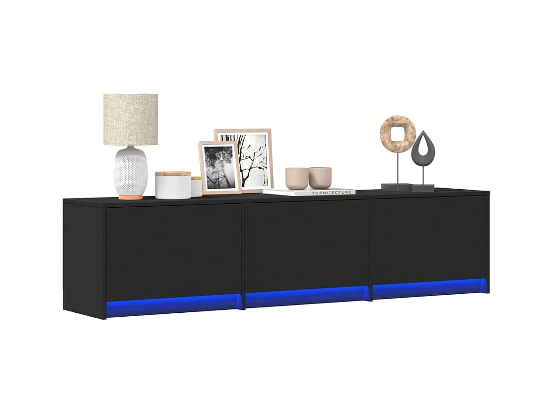 Meuble TV avec LED noir 165x34x40 cm bois d'ingénierie